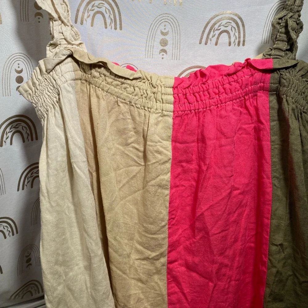 Cato Pink and Tan Ruffled BOHO Camisole - Picture 4 of 7